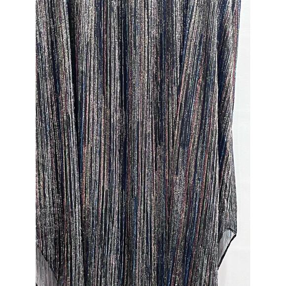 Ramy Brook Lenon Metallic Multicolor Striped Pleated Midi length Skirt Sz med - Picture 11 of 15